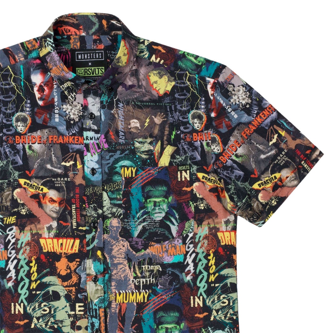 Universal Monsters "Street Art Scare-athon"  RSVLTS Short Sleeve Button Up  Shirt | Atomic Horror