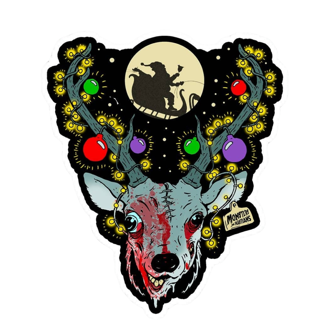 Santa’s Reindeer Sticker Atomic Horror